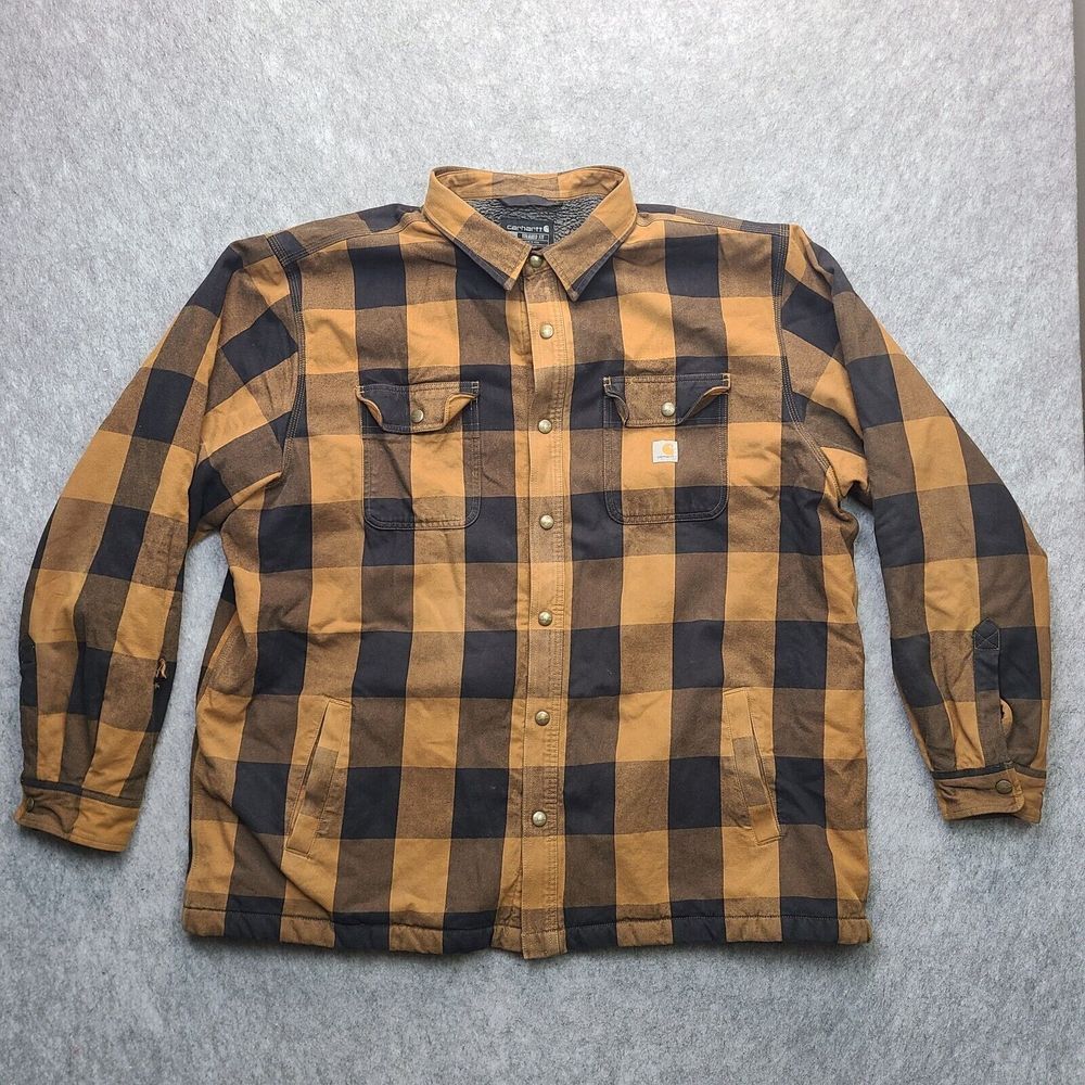 Carhartt Sherpa Lined Jacket Shacket Womens 3XL Relax Fit Plaid Hubbard Workwear